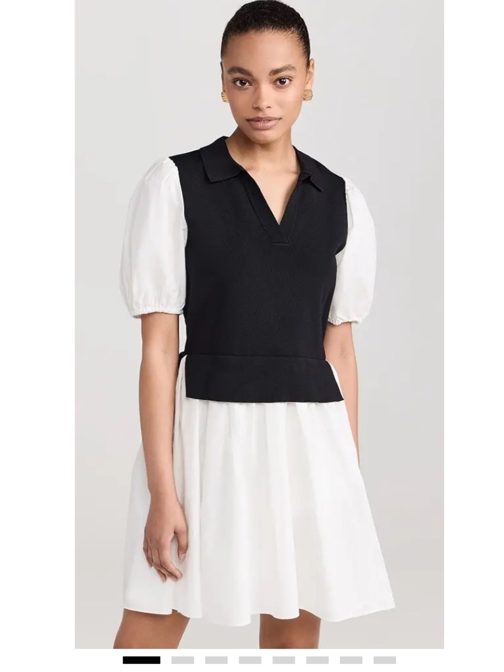English Factory Knit Collared Poplin Mini Dress